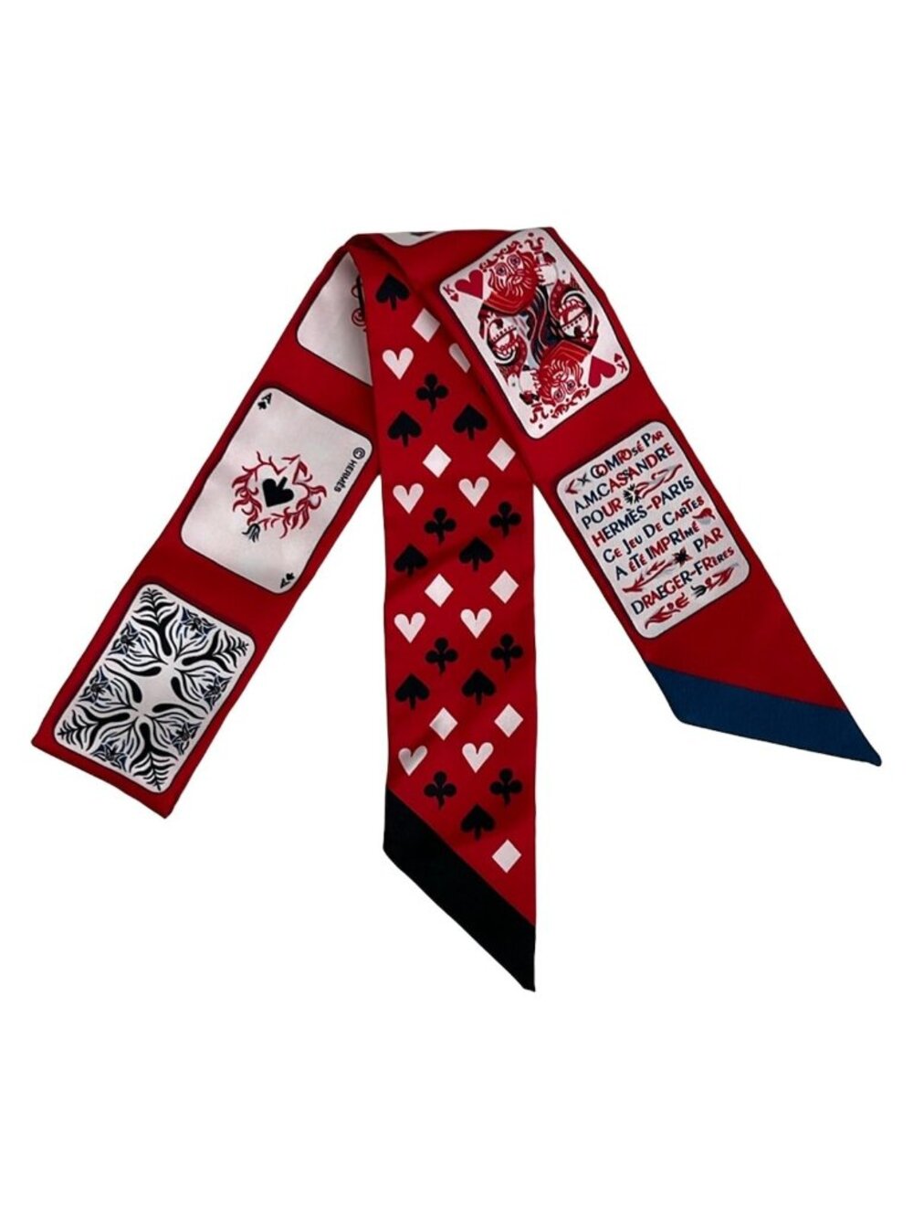 Hermes Scarf Twilly Red White Multi Jeu de Cartes Playing Cards